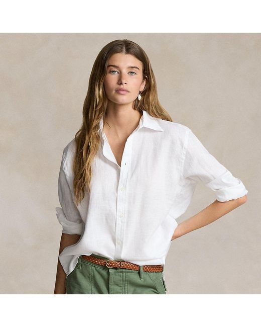 Camicia in lino Oversize-Fit di Polo Ralph Lauren in White