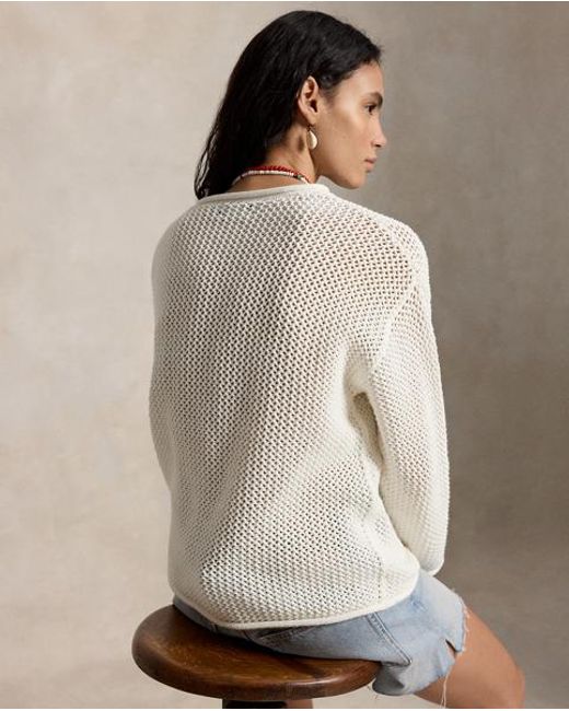 Polo Ralph Lauren Gray Tonal Flag Pointelle Jumper