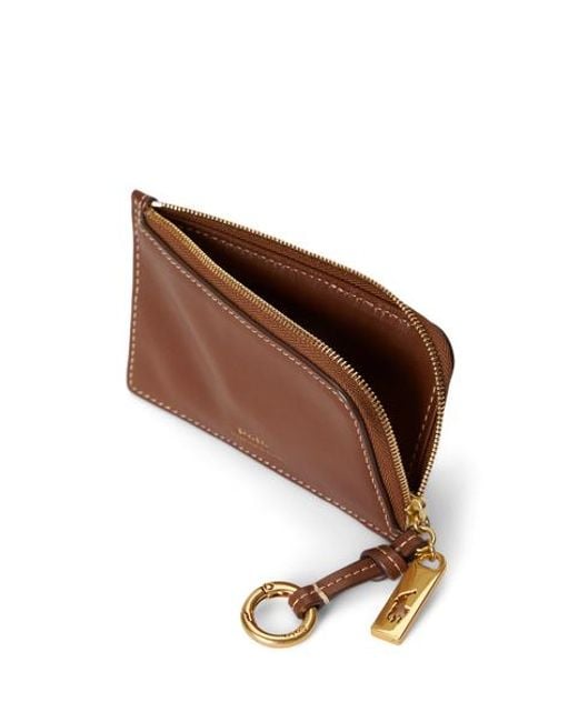 Polo Ralph Lauren Brown Polo Id Leather Zip Card Case