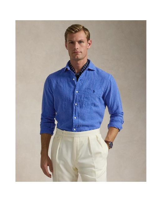 Polo Ralph Lauren Blue Classic Fit Linen Shirt for men