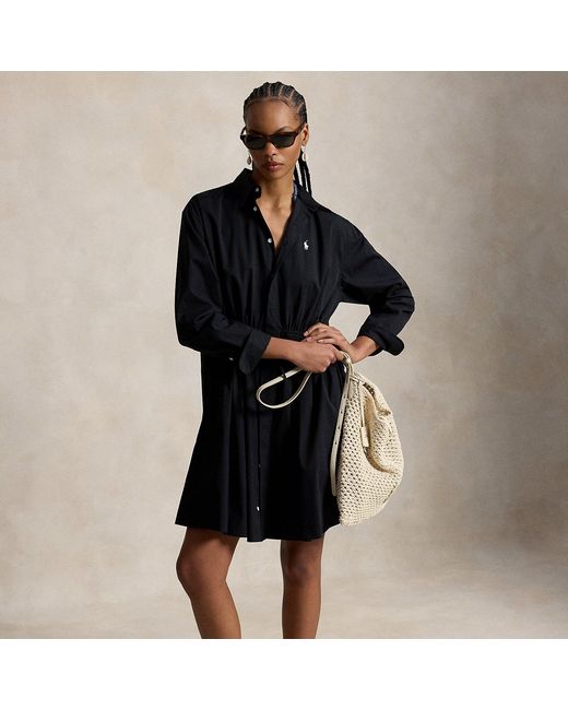 Polo Ralph Lauren Black Cotton Drawcord Shirtdress