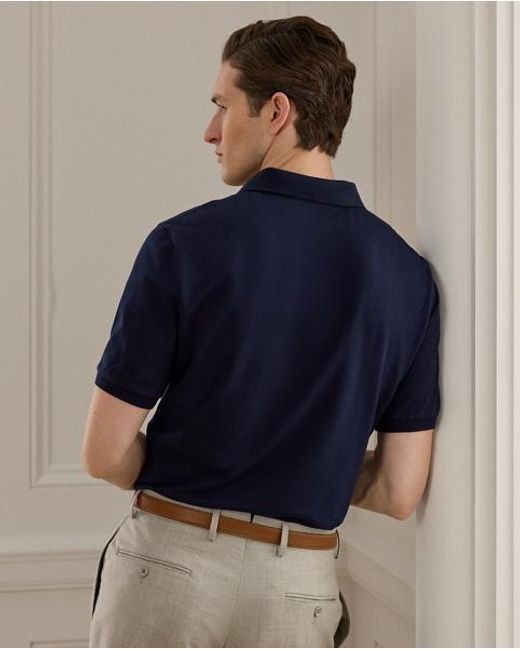 Ralph Lauren Blue Polo Bear Cotton-Cashmere Polo Shirt for men