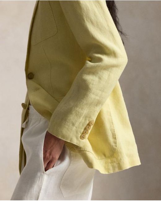 Ralph Lauren Green Single-Breasted Linen Blazer