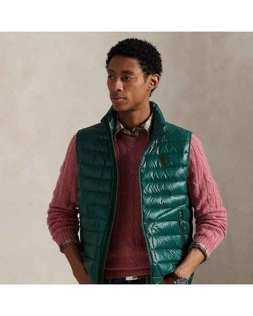 Ralph Lauren Green The Stewart Glossed Down Vest for men