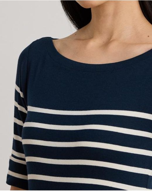Ralph Lauren Blue Striped Cotton Rib-Knit Midi Dress