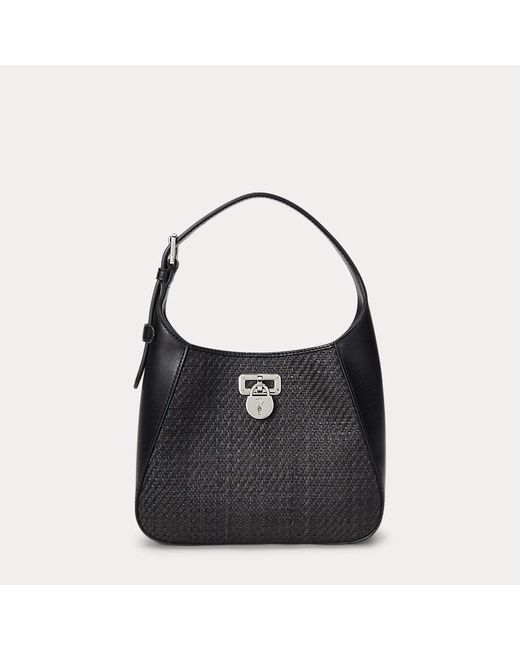 Borsa a spalla Tanner piccola in rafia di Ralph Lauren in Gray