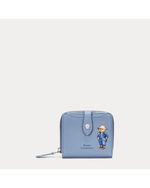 Polo Ralph Lauren Blue Polo Bear Leather Compact Wallet