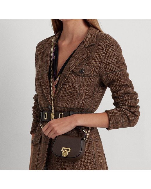 Ralph Lauren Ralph Lauren Leather Mini Tanner Crossbody Bag in Brown | Lyst