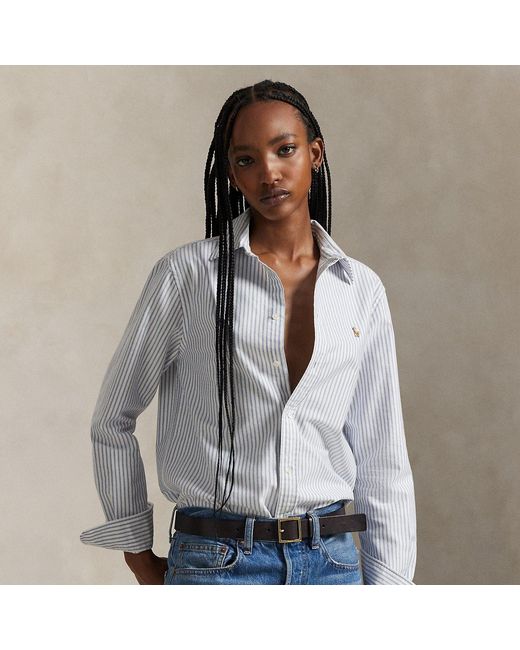 Polo Ralph Lauren Gray Classic Fit Striped Oxford Shirt