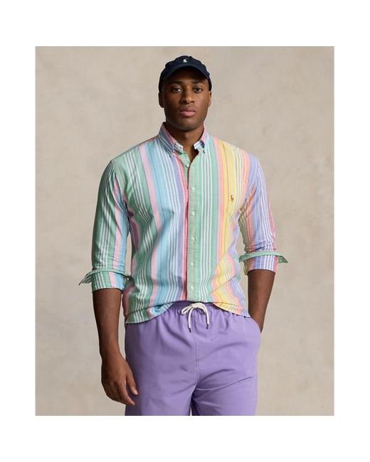 Ralph Lauren Blue Big & Tall - Striped Oxford Shirt for men