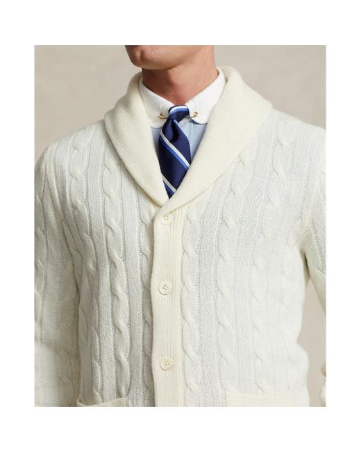 Polo Ralph Lauren Kabelgebreid Kasjmier Vest in het Natural voor heren