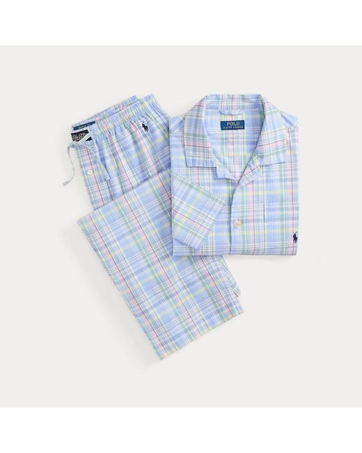 Polo Ralph Lauren Blue Monogram-Print Cotton Pyjama Set for men
