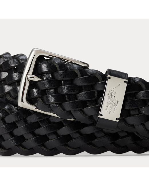 Polo Ralph Lauren Black Braided Leather Belt for men