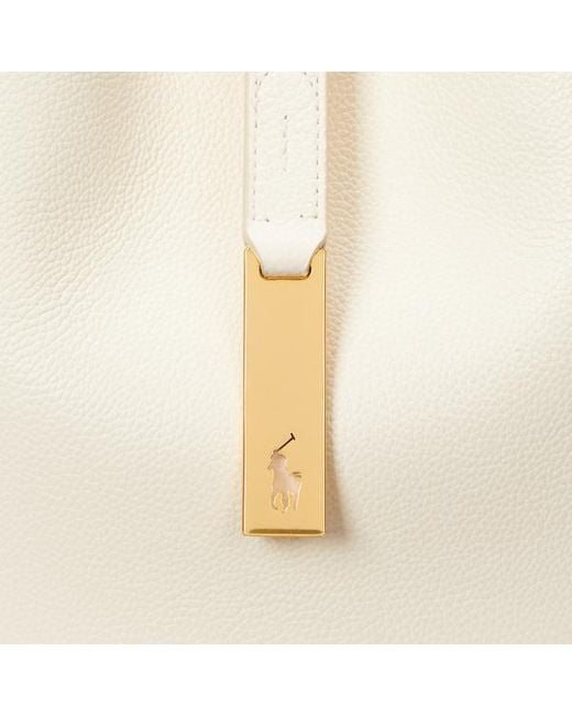 Polo Ralph Lauren White Kleine Schultertasche Polo ID aus Leder