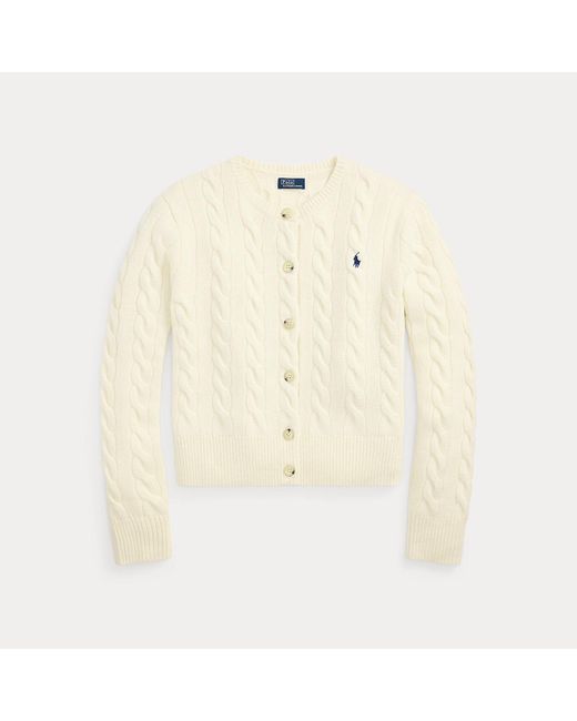 Polo Ralph Lauren Natural Cable-Knit Wool-Cashmere Cardigan