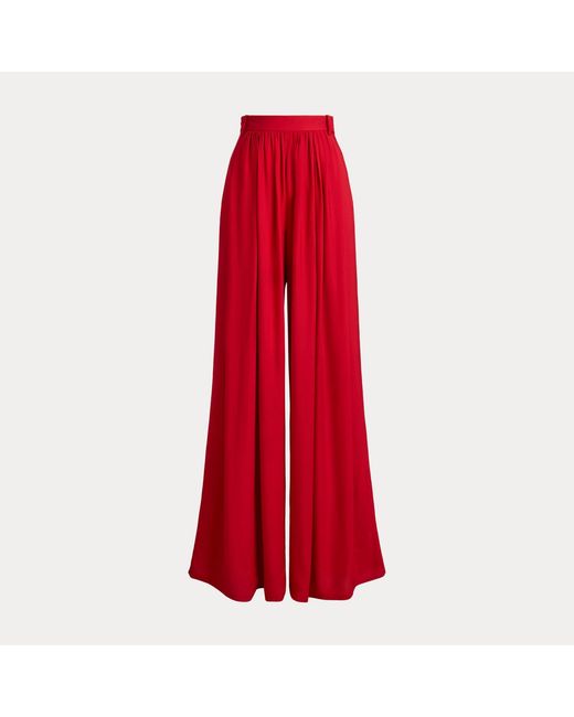 Ralph Lauren Red Vannesa Satin Wide-Leg Trousers