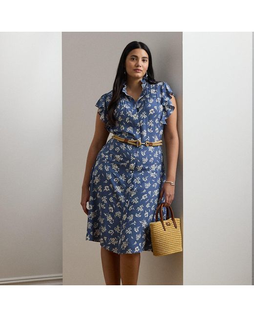 Ralph Lauren Blue Ralph Lauren Floral Belted Georgette Shirtdress