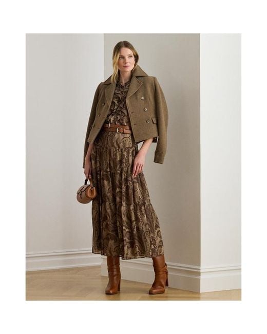Ralph Lauren Brown Ralph Lauren Paisley Chiffon Tiered Skirt