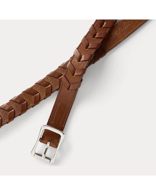 Ralph Lauren Brown Whipstitched Leather Belt for men