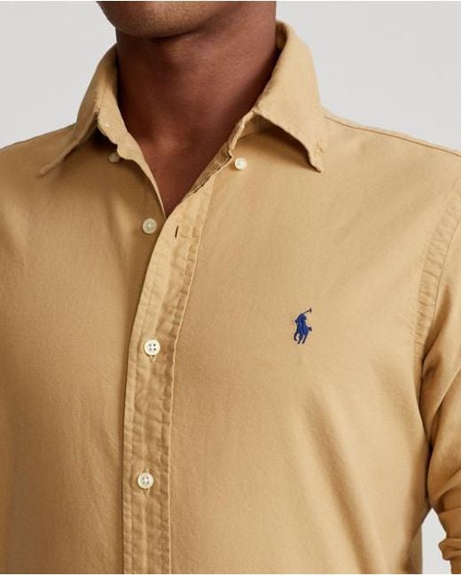 Polo Ralph Lauren Brown Slim Fit Garment-Dyed Oxford Shirt for men
