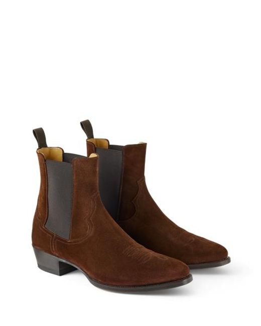Ralph Lauren Brown Ralph Lauren Calf-Suede Chelsea Western Boot for men