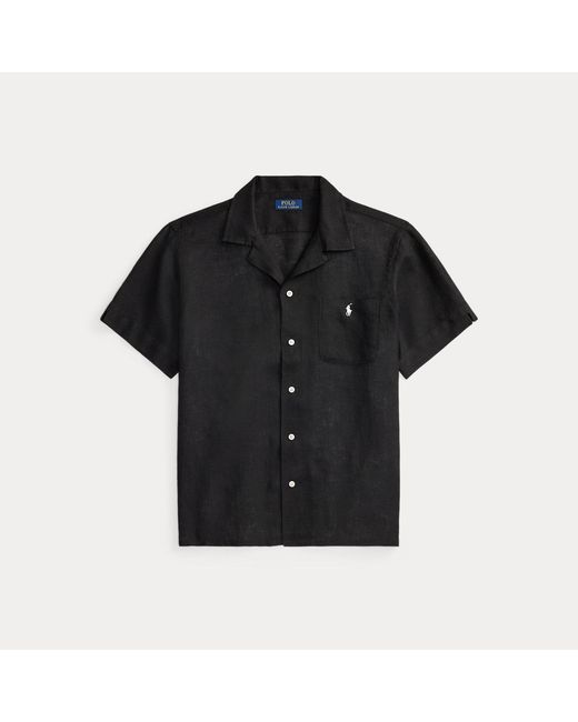 Polo Ralph Lauren Black Classic Fit Linen Camp Shirt for men