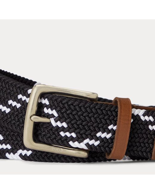 Polo Ralph Lauren Black Leather-trim Webbed Belt for men