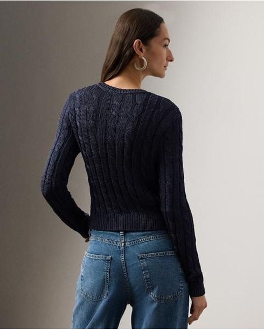 Cardigan Torsadé En Soie Cropped Fit Ralph Lauren en coloris Blue