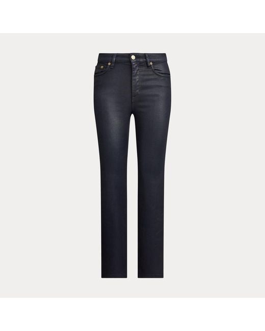 Jean Droit 7/8 Taille Haute Enduit Ralph Lauren en coloris Black