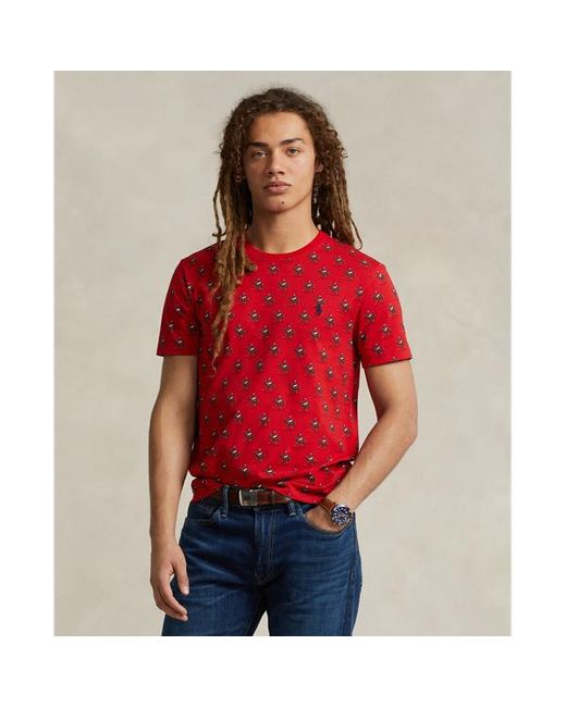 Polo Ralph Lauren Custom-Slim-Fit T-Shirt mit Reitermotiv in Red für Herren