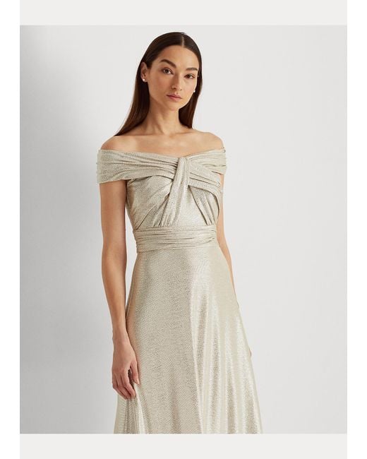 Ralph Lauren Metallic Off-the-shoulder Gown