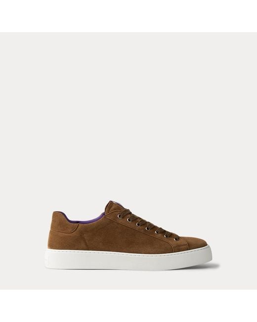 Ralph Lauren Brown Severn Calf-Suede Sneaker for men