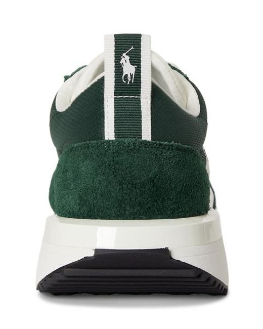 Polo Ralph Lauren Green Train 89 Suede And Oxford Trainer for men