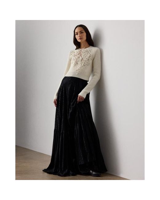 Ralph Lauren Brown Embroidered Cashmere Cropped Jumper