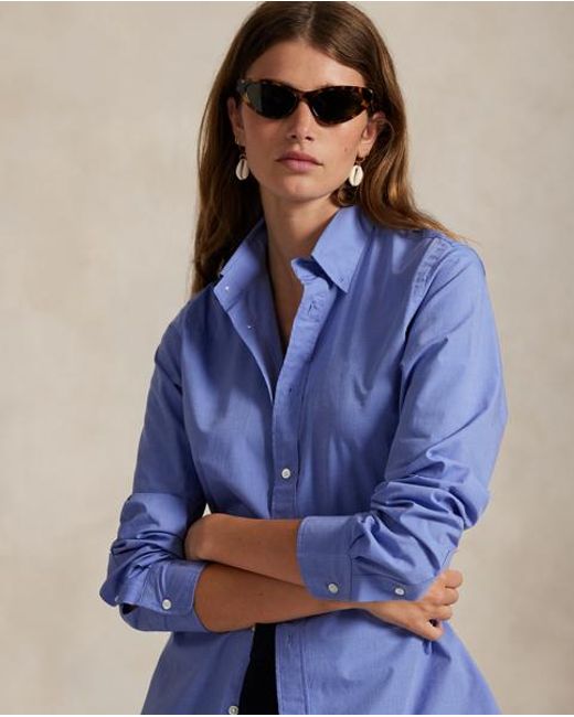 Polo Ralph Lauren Blue End-On-End Stretch Slim Fit Cotton Shirt