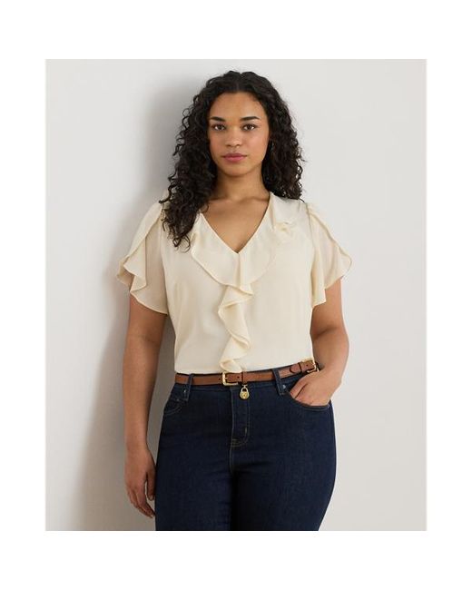 Ralph Lauren Natural Ralph Lauren Ruffle-Trim Georgette Blouse