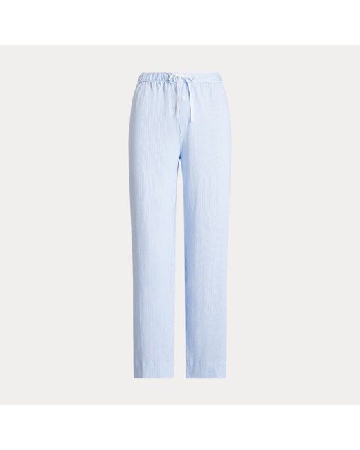 Pantaloni in jersey di cotone a righe di Lauren by Ralph Lauren in Blue