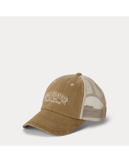 Ralph Lauren Brown Polo Country Twill Trucker Cap for men