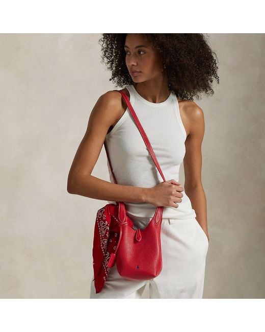 Polo Ralph Lauren Red Polo Play Small Leather Tote & Crossbody