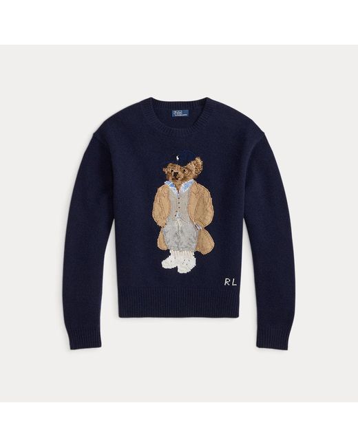 Jersey De Cachemira Y Lana Con Polo Bear Ralph Lauren de color Blue