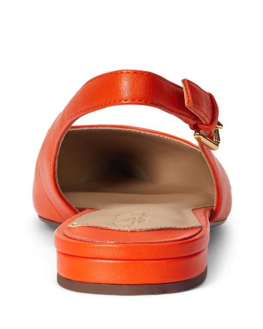 Ralph Lauren Red Londyn Nappa Leather Slingback Flat