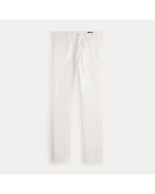 Ralph Lauren White Bedford Classic Fit Linen-Cotton Trouser for men
