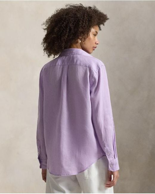 Ralph Lauren Purple Classic Fit Linen Shirt