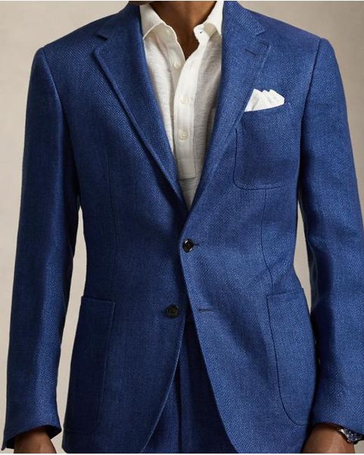 Polo Ralph Lauren Blue Polo Tailored Fit Summer Tweed Jacket for men
