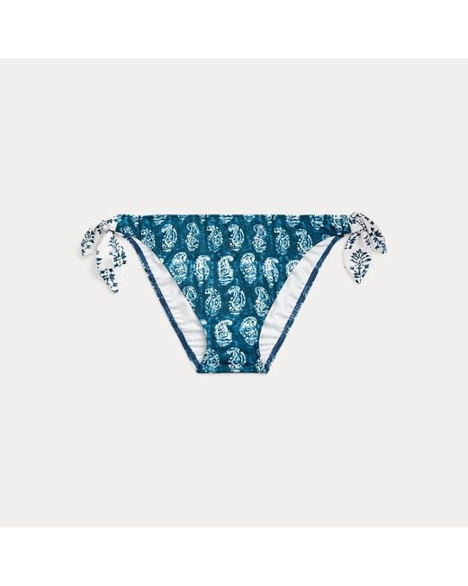 Slip da bikini a vita bassa stampati di Lauren by Ralph Lauren in Blue