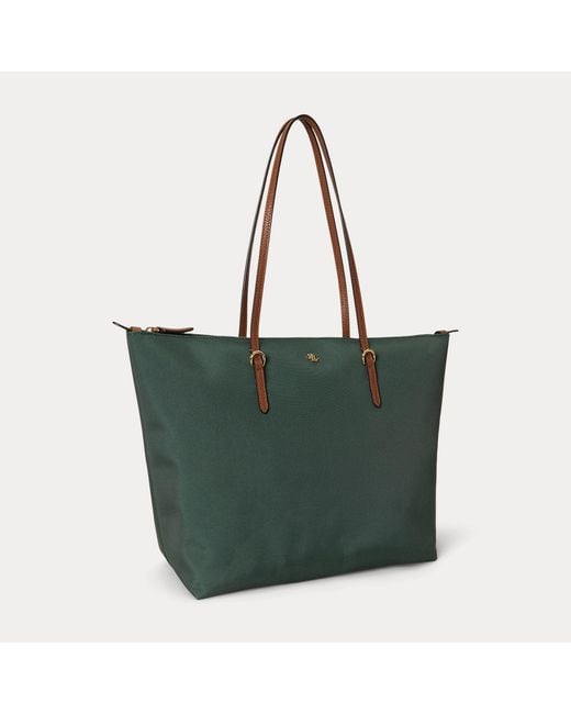 Ralph Lauren Green Large Nylon Keaton Tote Bag
