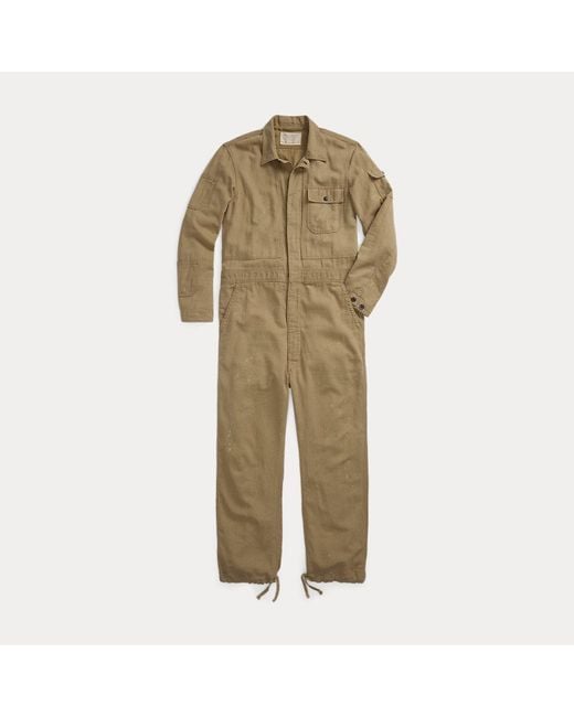 RRL Green Linen-Cotton Herringbone Twill Coverall for men