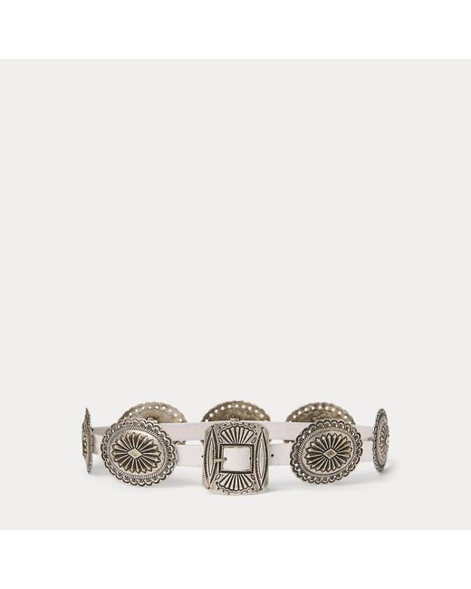 Cintura in pelle con dettagli in metallo di Polo Ralph Lauren in Metallic