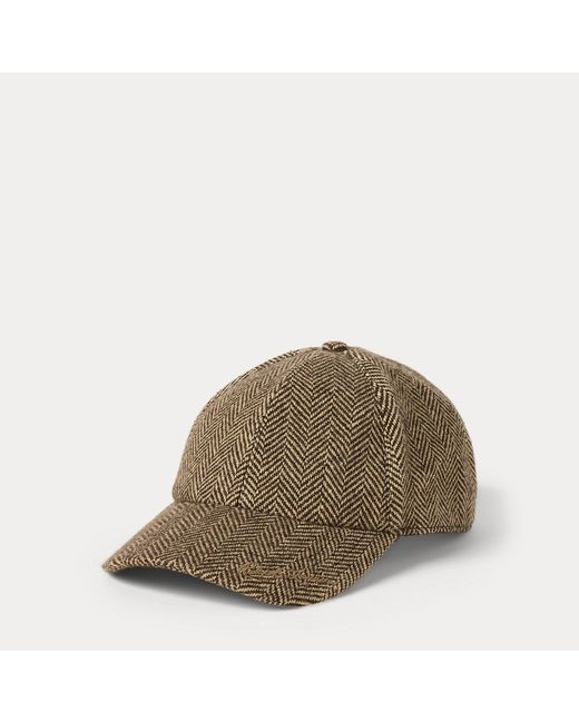 Ralph Lauren Brown Herringbone Tweed Ball Cap