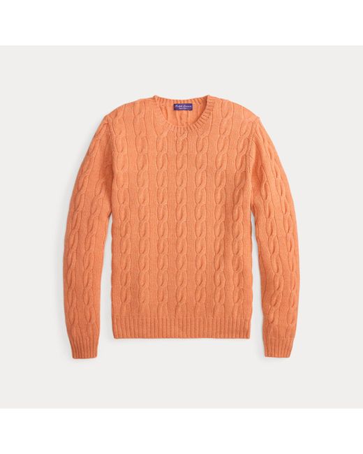 Ralph Lauren Orange Cable-Knit Cashmere Jumper for men